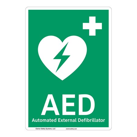 ANSI/ISO Compliant AED Safety Signs Indoor/Outdoor Plastic (BJ) 10 X 7